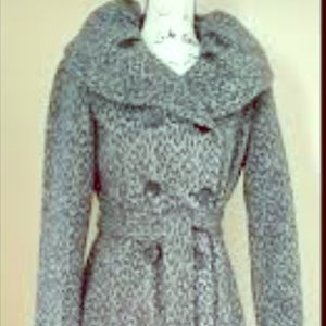 Calvin Klein Animal Print Long Pea Coat